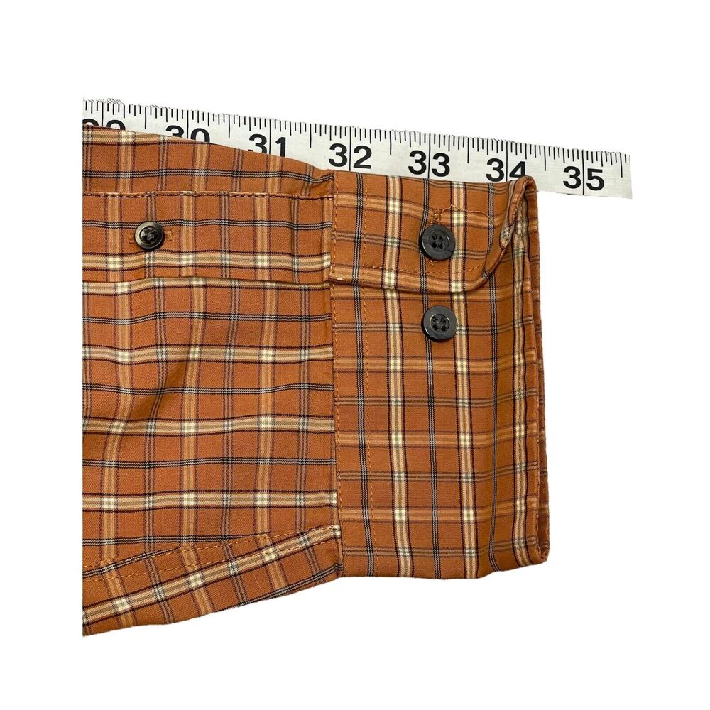 Dockers Dress Shirt Mens Large 16/16.5 Brown Plaid Cotton Pleated Classic Formal - Picture 6 of 6